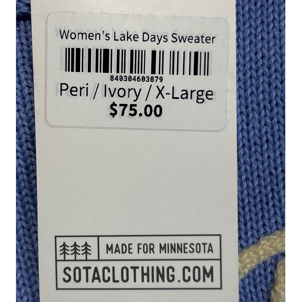 Sota Clothing Lake Days Embroidered Sweater Peri Blue Ivory XL Retail $78 NWT - Picture 9 of 11